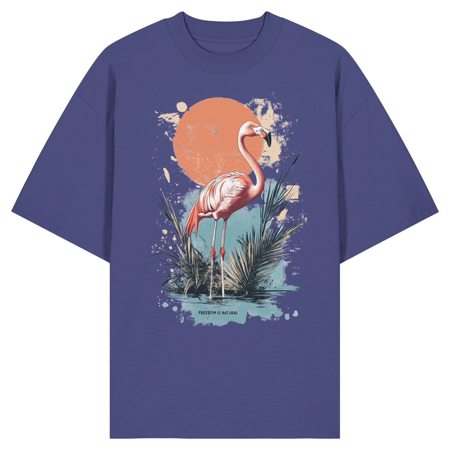 Flamingo Watercolor Style - Organic Oversize Shirt
