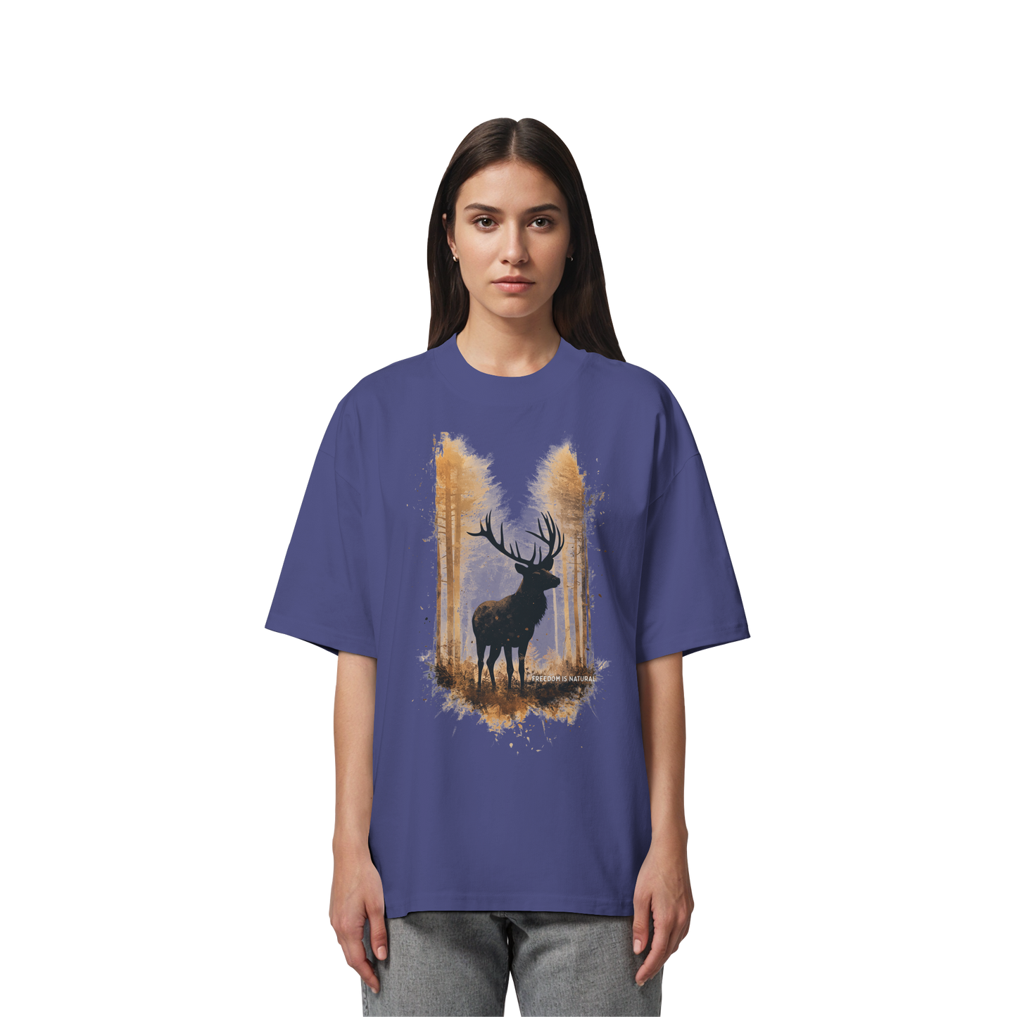 Hirsch Watercolor Style - Organic Oversize Shirt