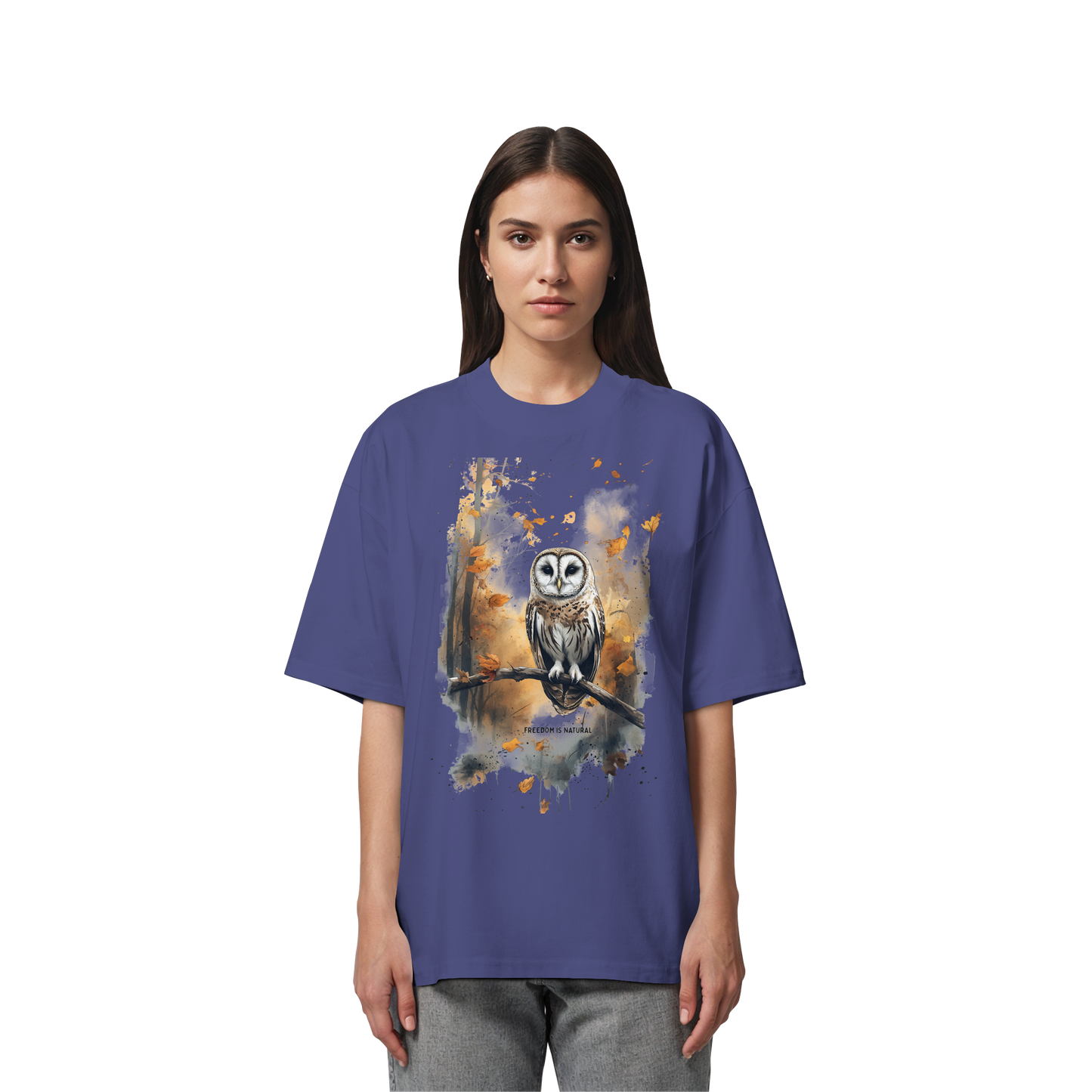 Eule Watercolor Style - Organic Oversize Shirt