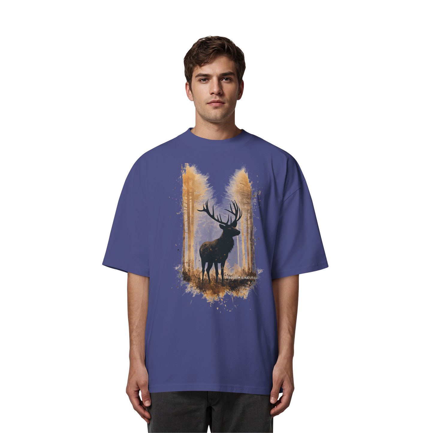 Hirsch Watercolor Style - Organic Oversize Shirt