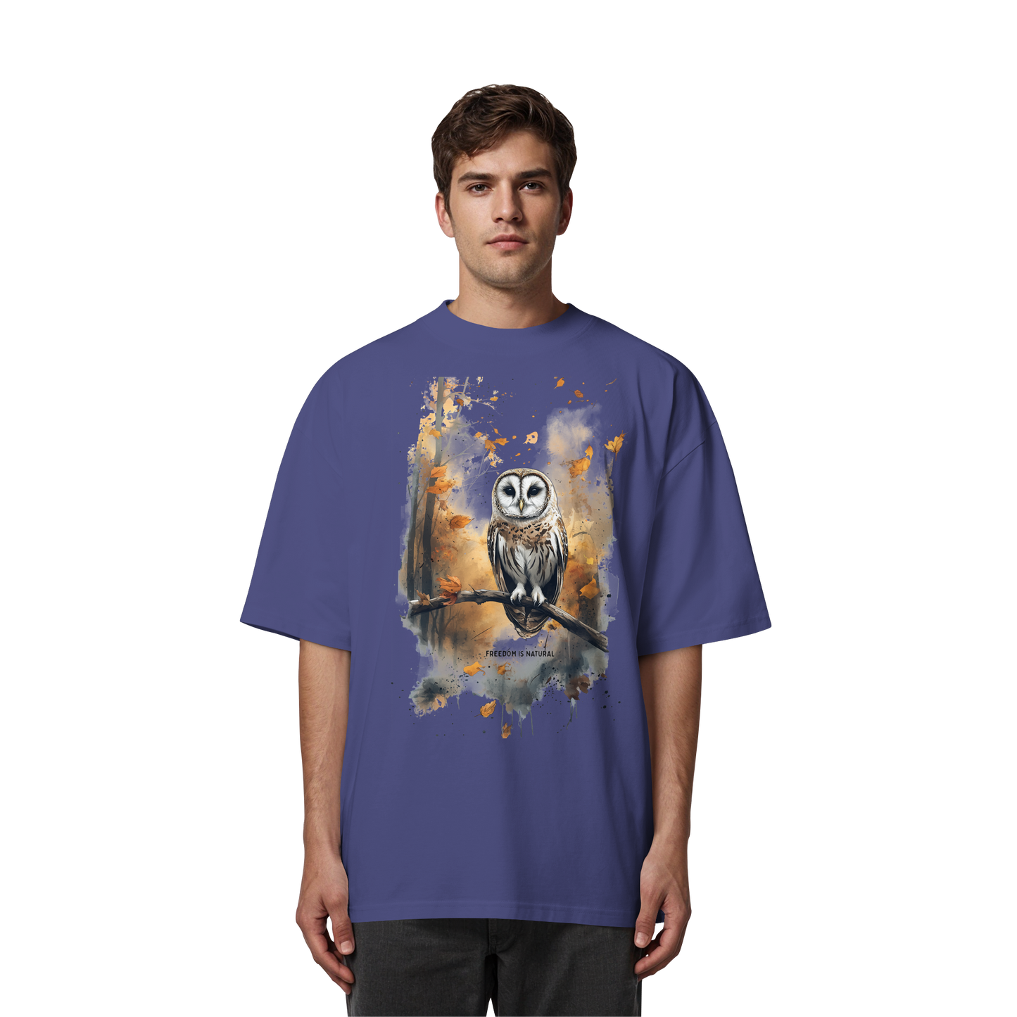 Eule Watercolor Style - Organic Oversize Shirt