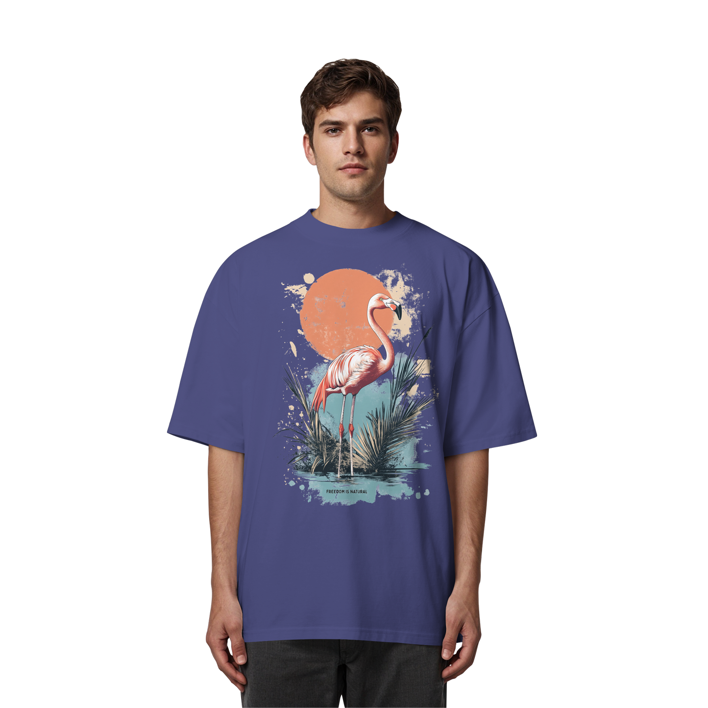 Flamingo Watercolor Style - Organic Oversize Shirt