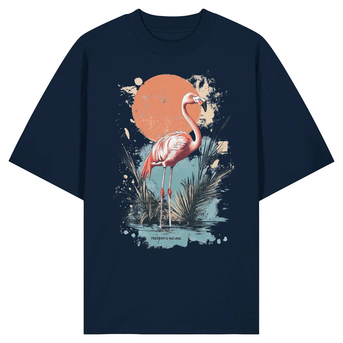Flamingo Watercolor Style - Organic Oversize Shirt