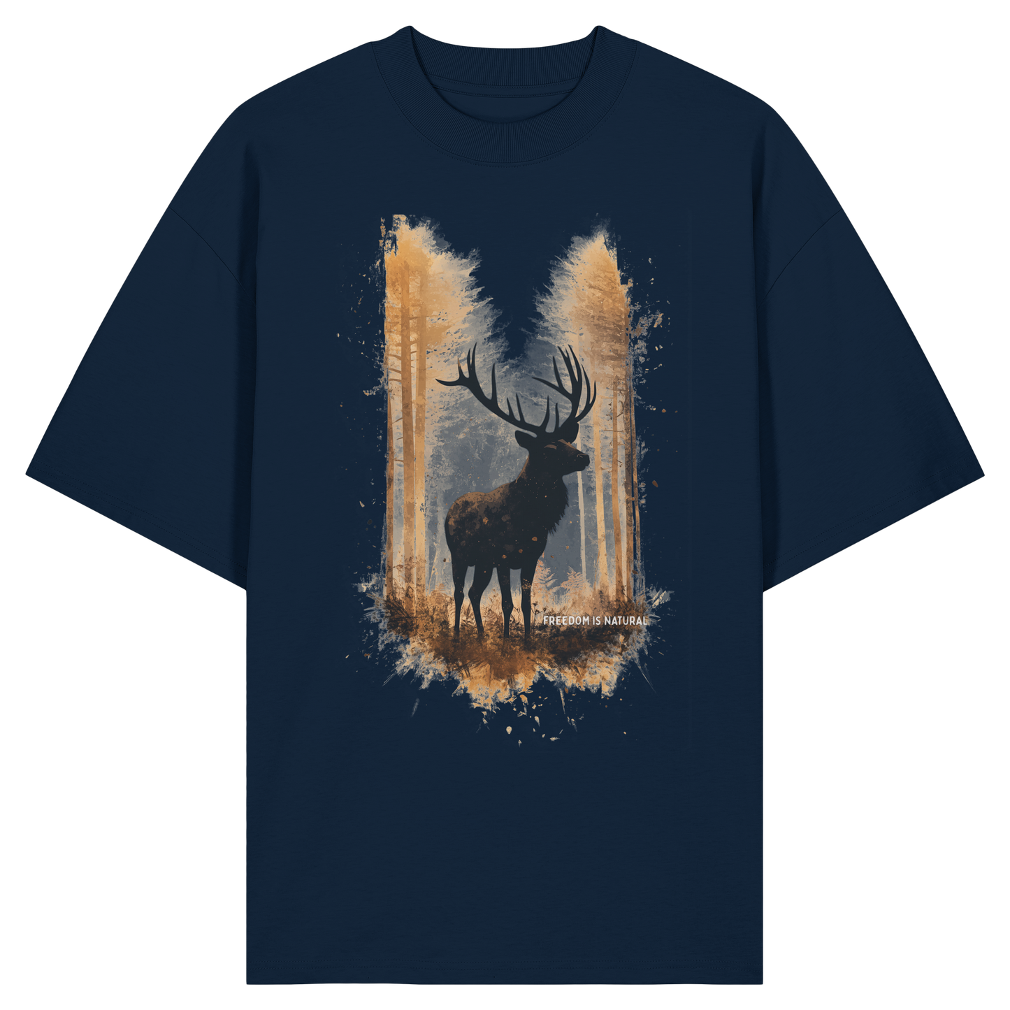 Hirsch Watercolor Style - Organic Oversize Shirt