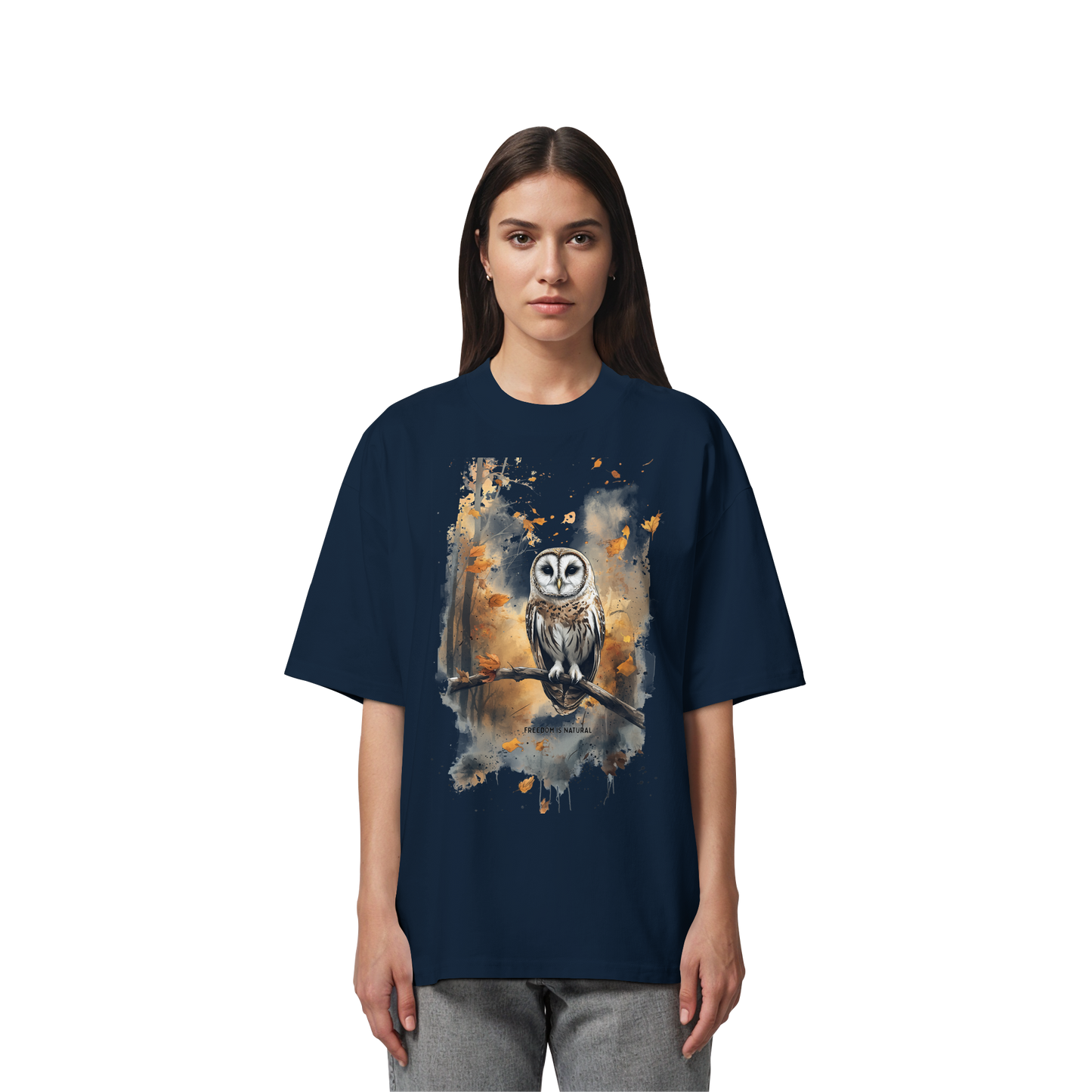 Eule Watercolor Style - Organic Oversize Shirt
