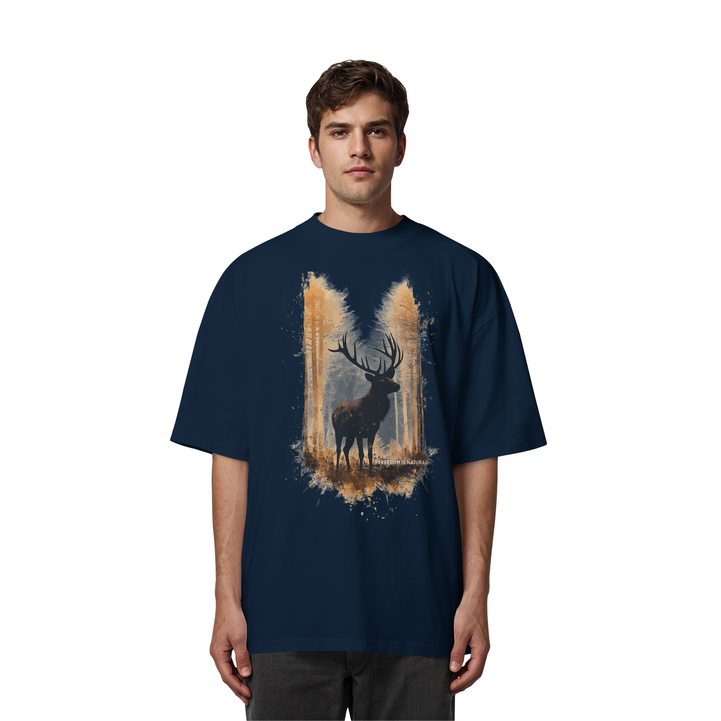 Hirsch Watercolor Style - Organic Oversize Shirt