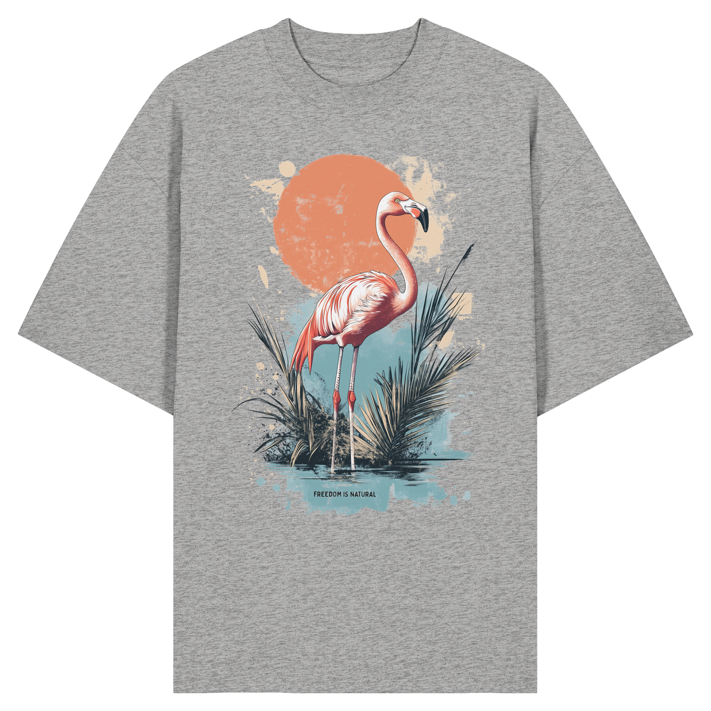 Flamingo Watercolor Style - Organic Oversize Shirt