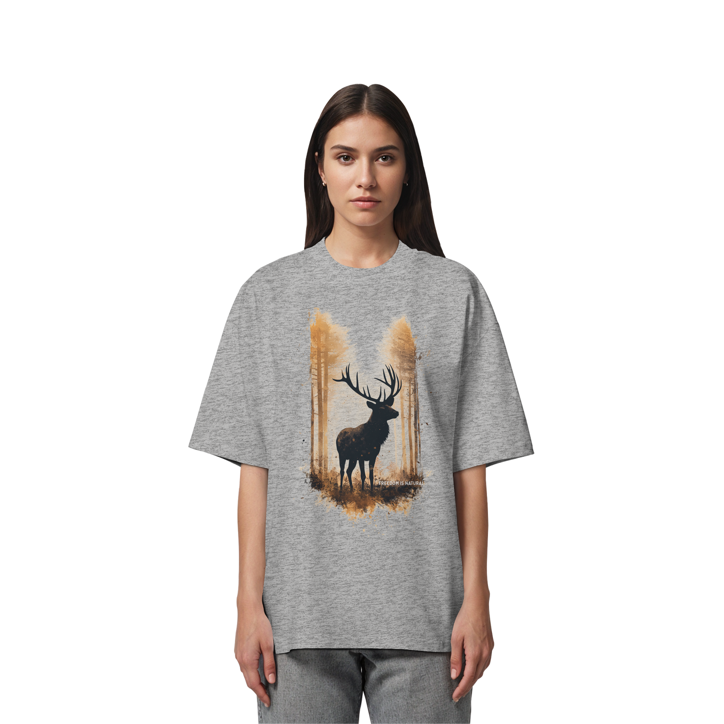 Hirsch Watercolor Style - Organic Oversize Shirt