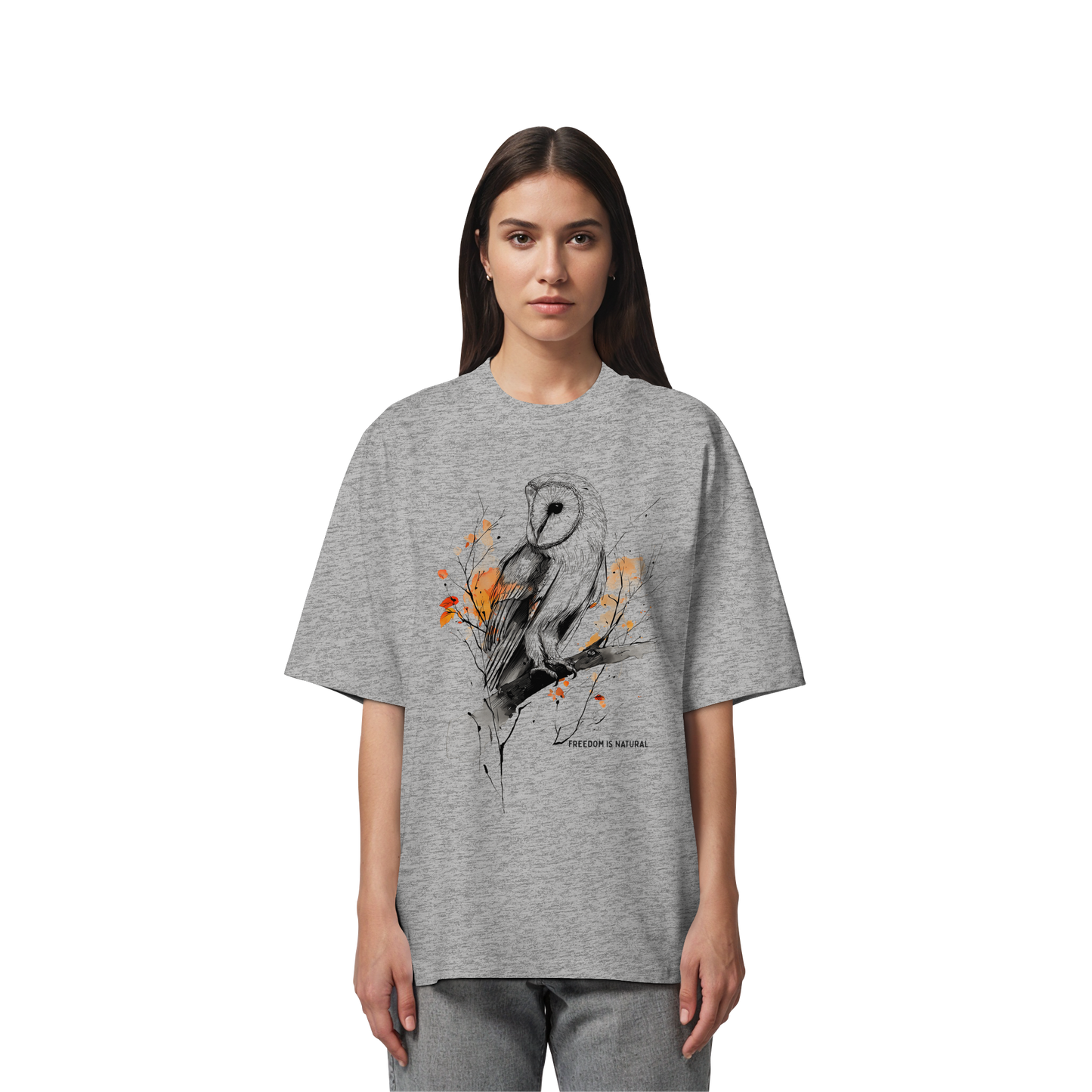 Eule Sketch Art Style - Organic Oversize Shirt