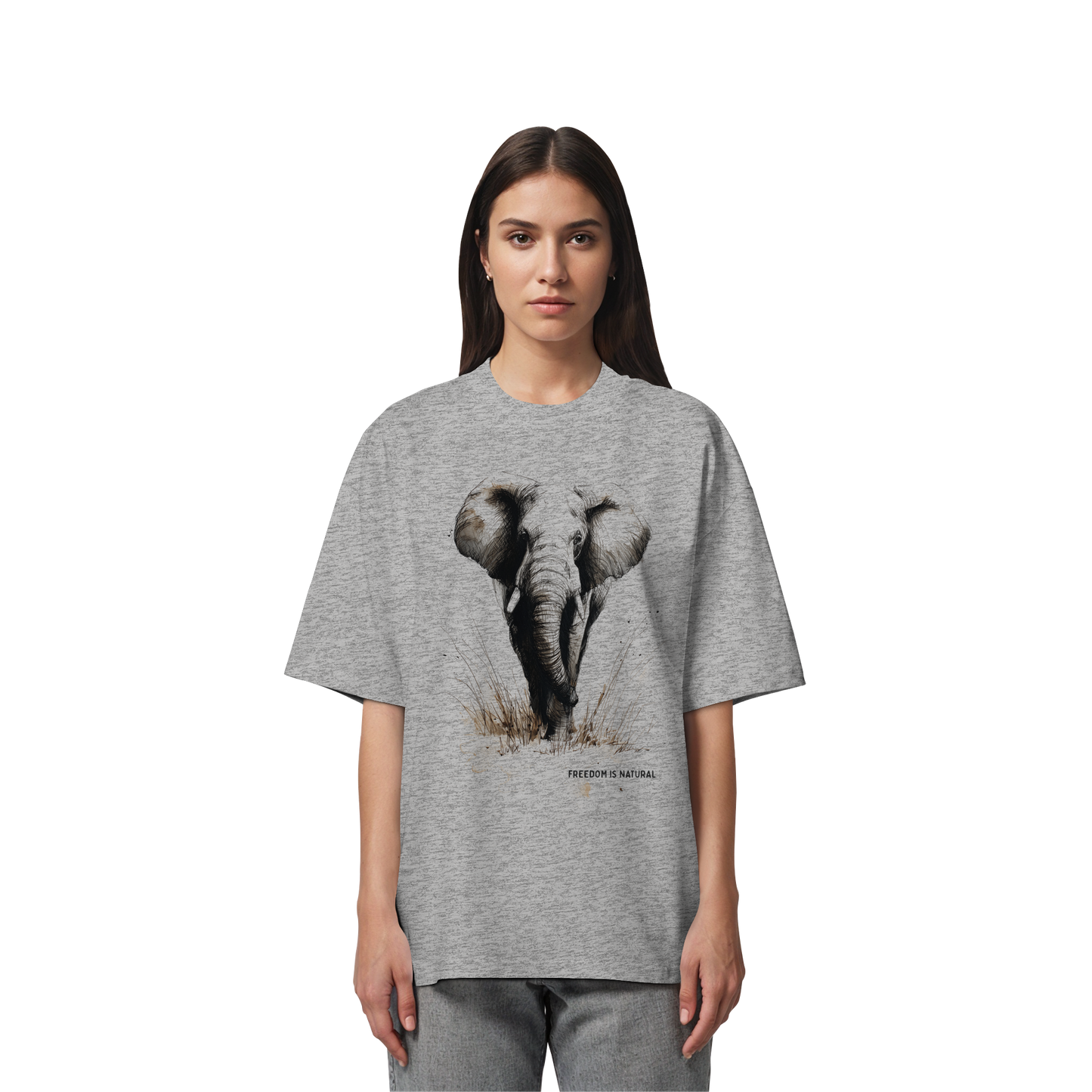 Elefant Sketch Art Style - Organic Oversize Shirt