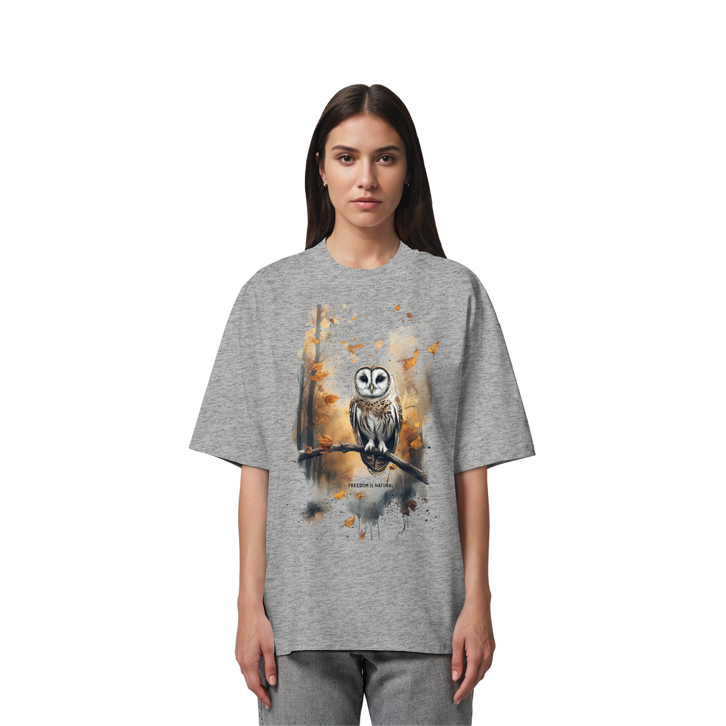 Eule Watercolor Style - Organic Oversize Shirt