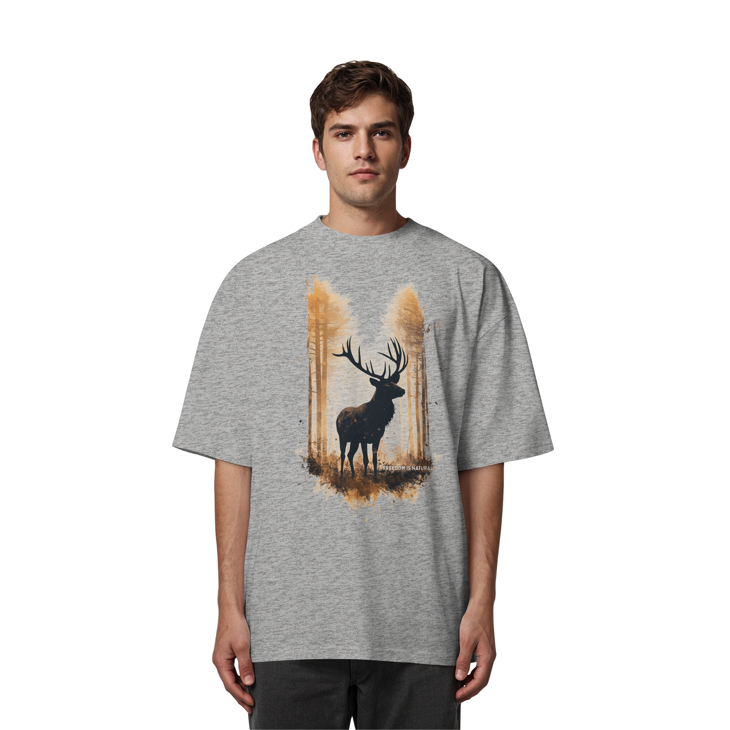 Hirsch Watercolor Style - Organic Oversize Shirt