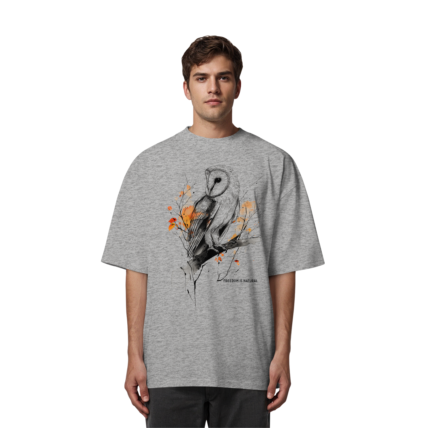 Eule Sketch Art Style - Organic Oversize Shirt
