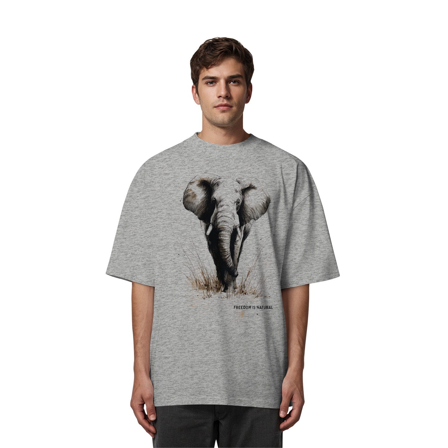 Elefant Sketch Art Style - Organic Oversize Shirt