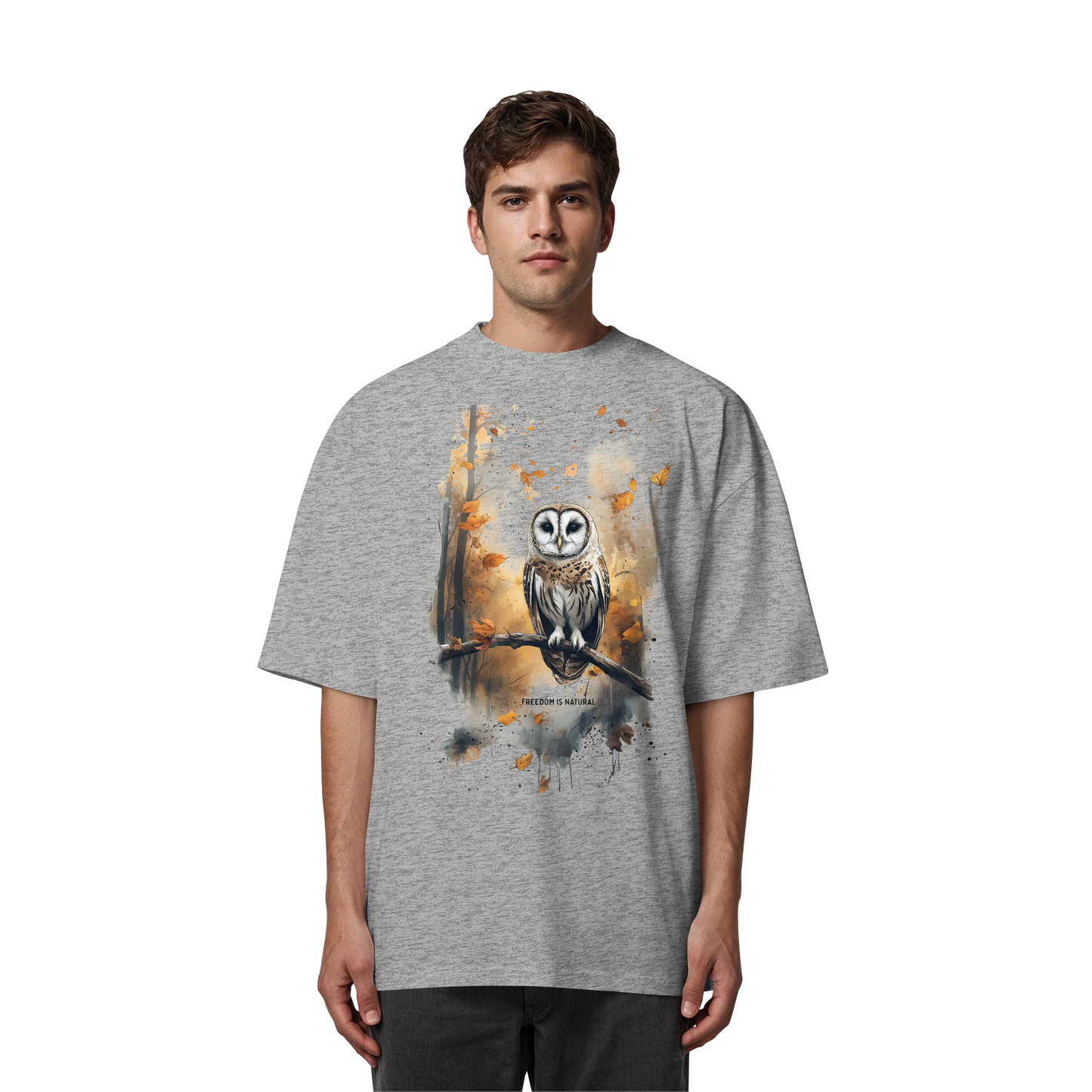 Eule Watercolor Style - Organic Oversize Shirt