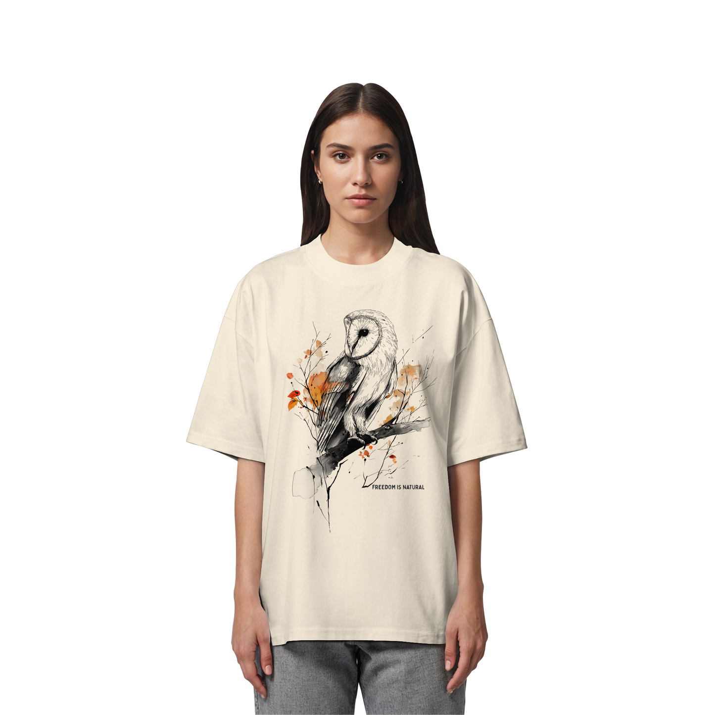 Eule Sketch Art Style - Organic Oversize Shirt