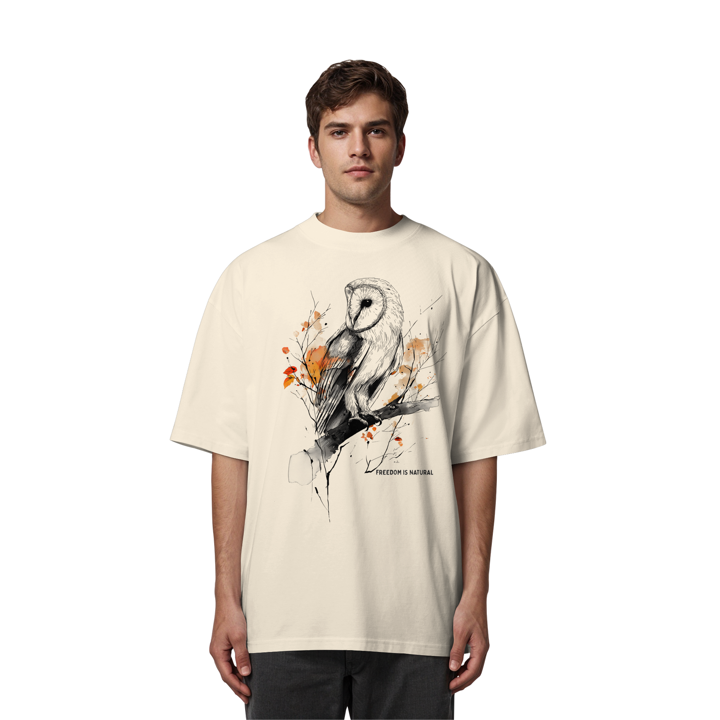 Eule Sketch Art Style - Organic Oversize Shirt