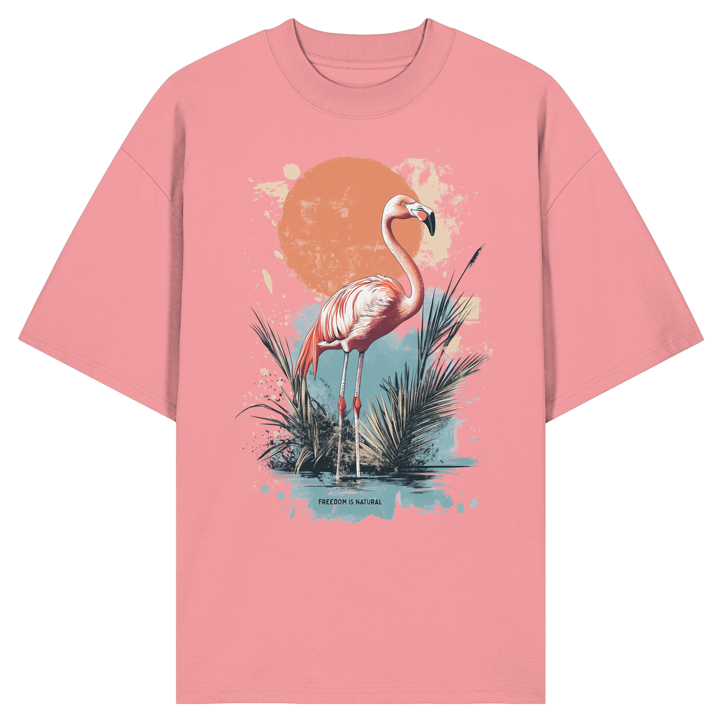 Flamingo Watercolor Style - Organic Oversize Shirt