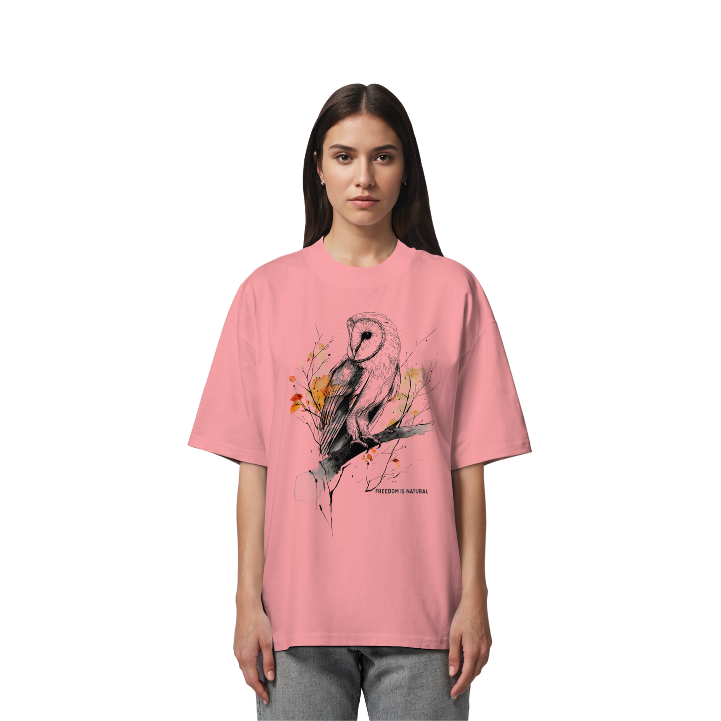 Eule Sketch Art Style - Organic Oversize Shirt