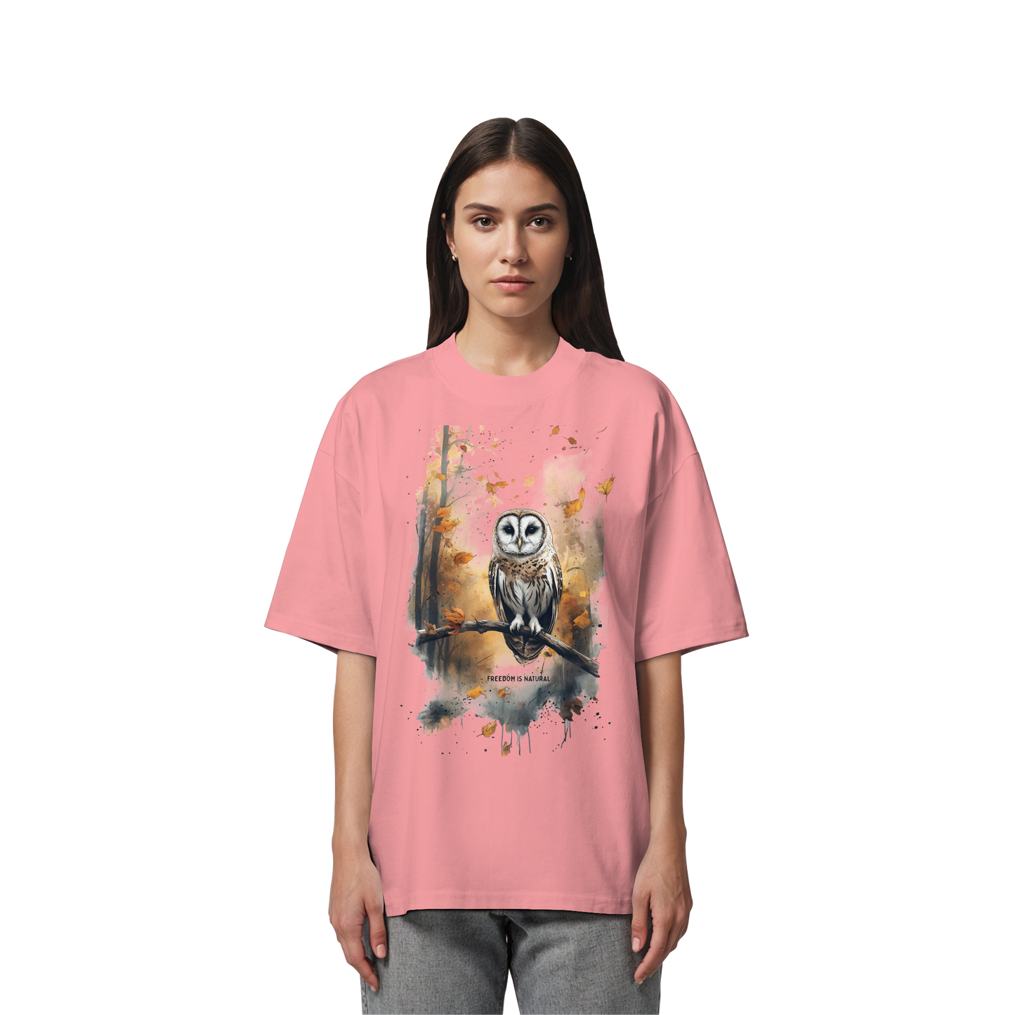 Eule Watercolor Style - Organic Oversize Shirt