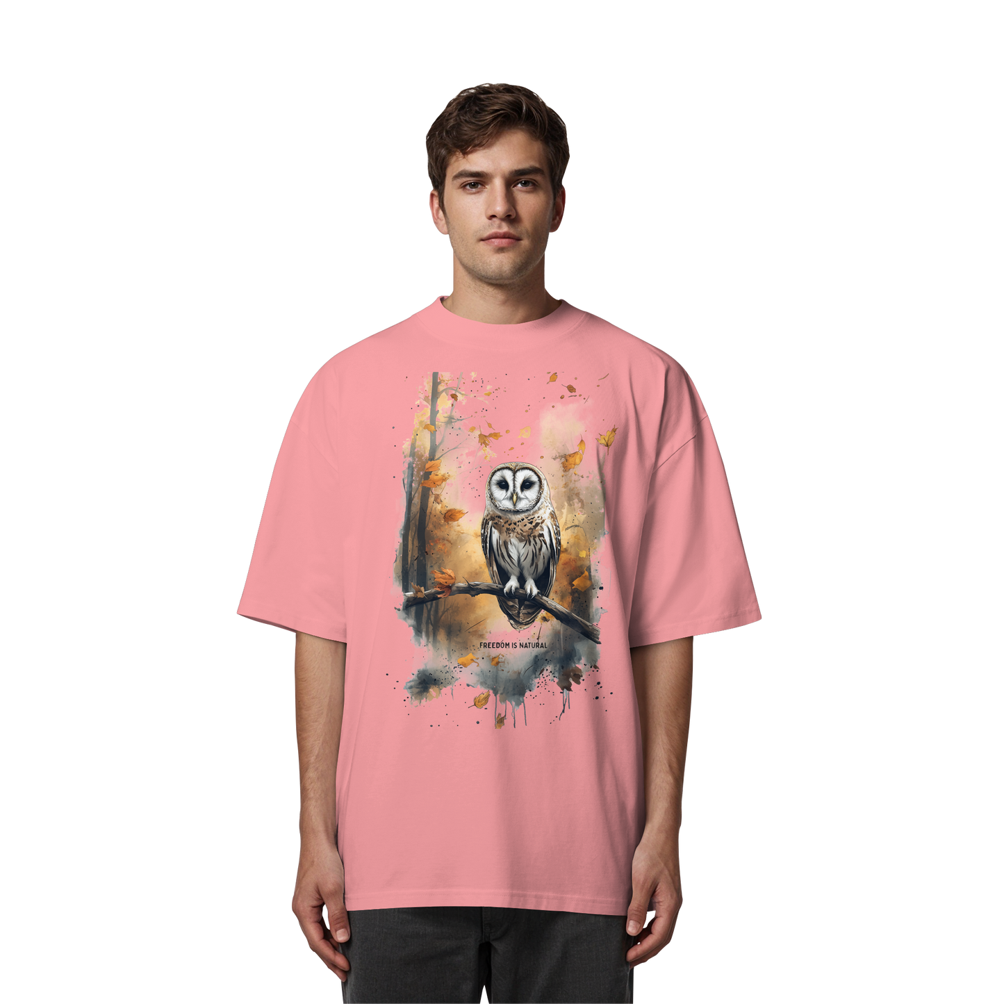 Eule Watercolor Style - Organic Oversize Shirt