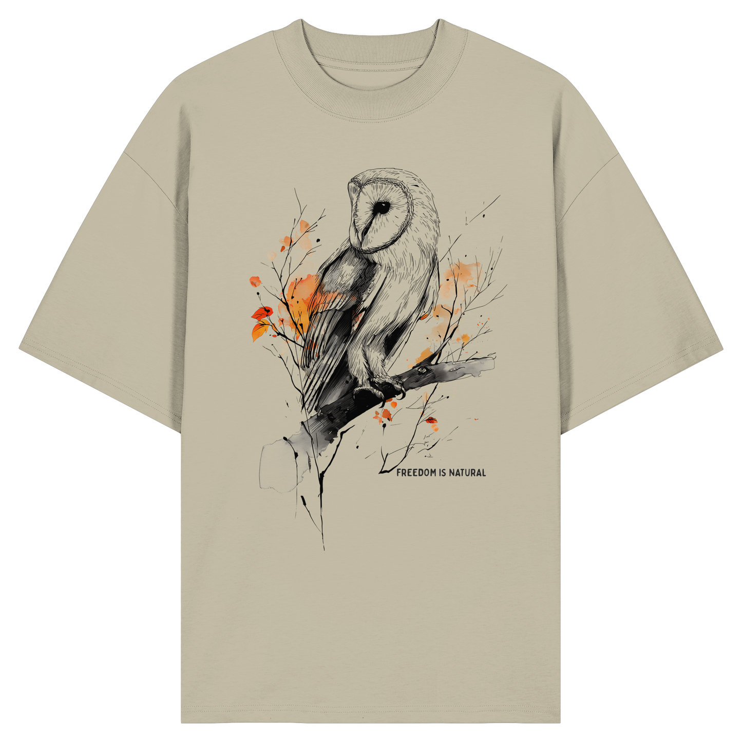 Eule Sketch Art Style - Organic Oversize Shirt