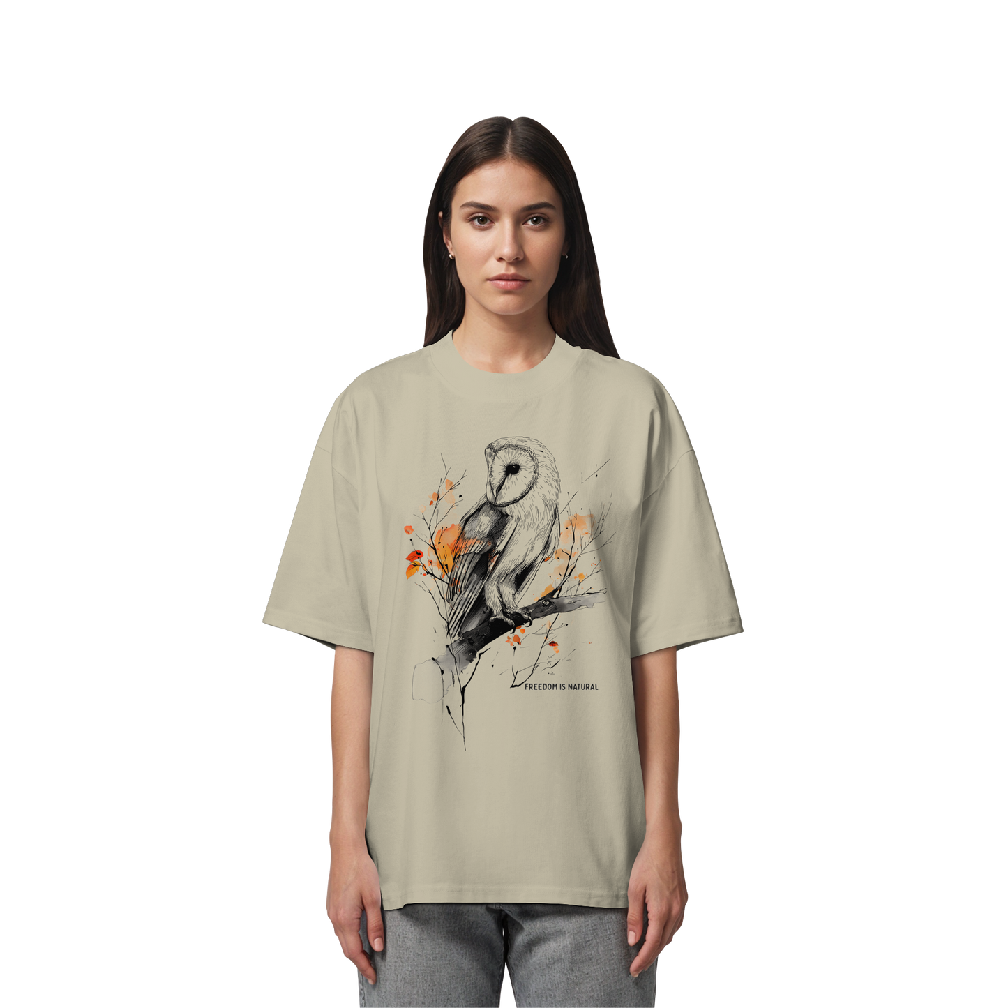 Eule Sketch Art Style - Organic Oversize Shirt