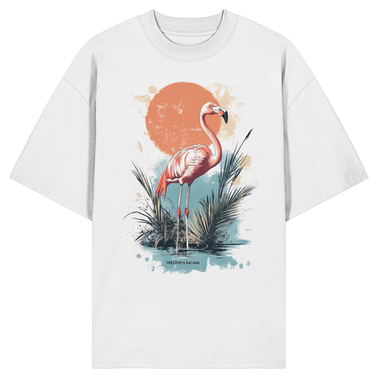 Flamingo Watercolor Style - Organic Oversize Shirt