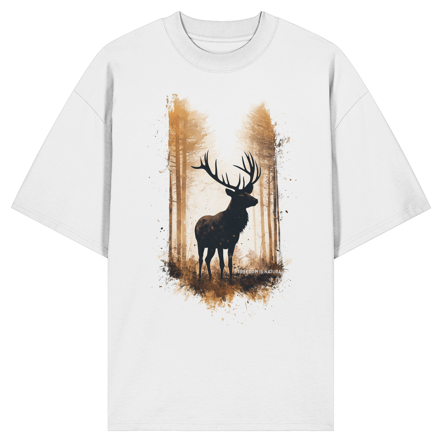 Hirsch Watercolor Style - Organic Oversize Shirt