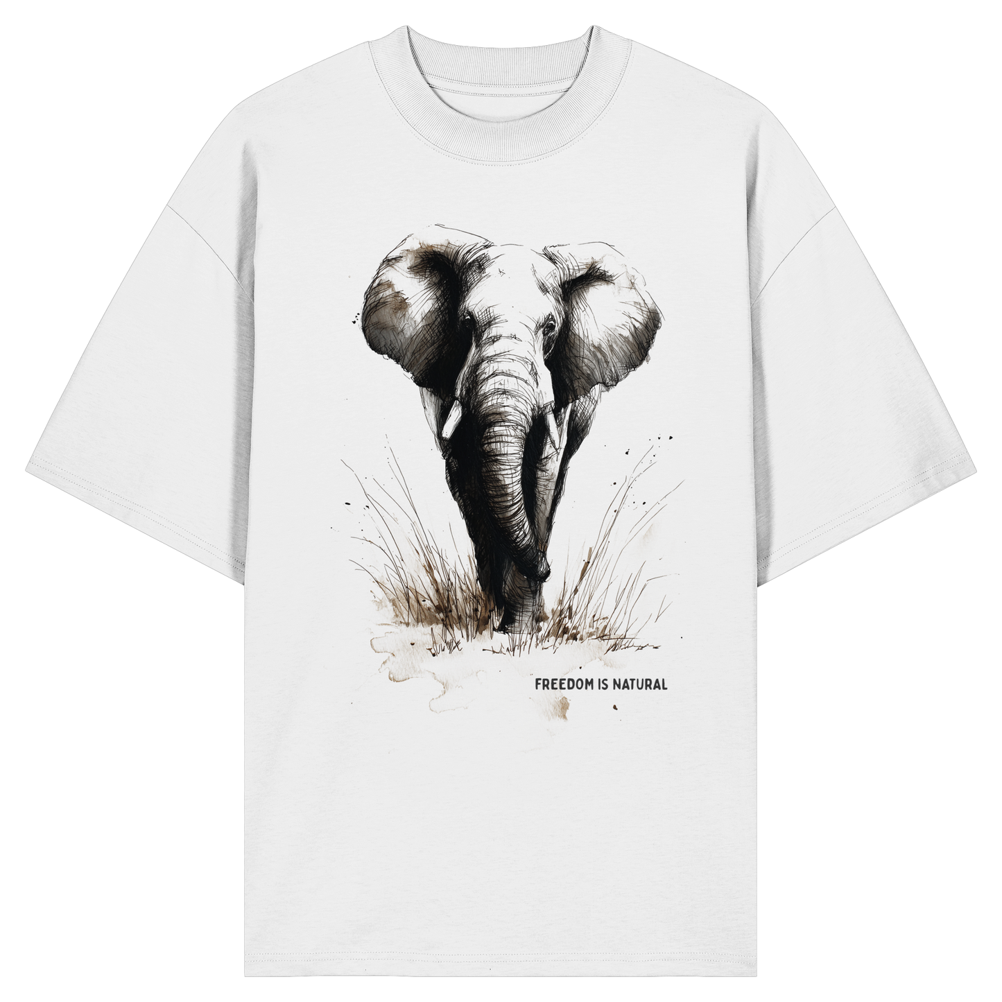 Elefant Sketch Art Style - Organic Oversize Shirt