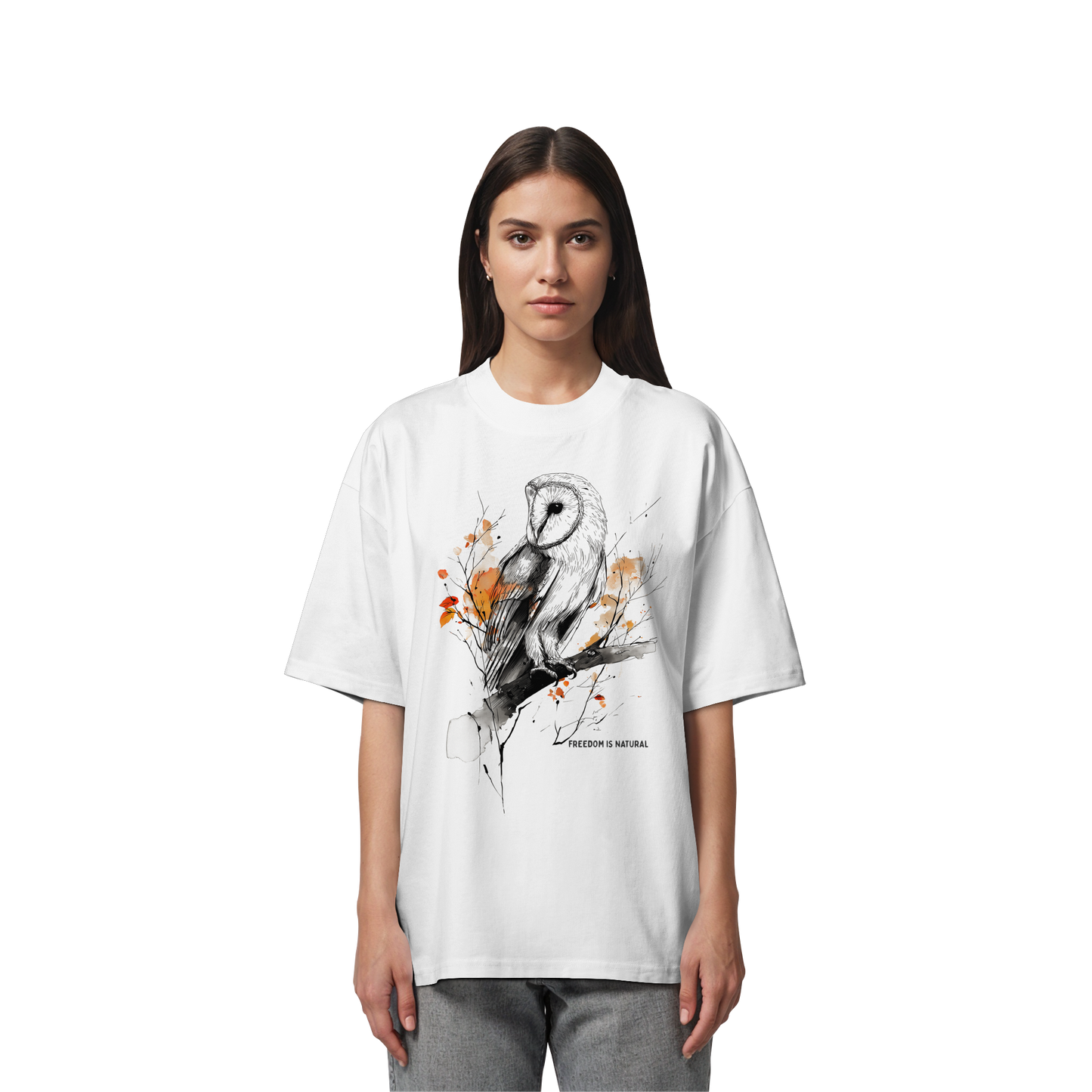 Eule Sketch Art Style - Organic Oversize Shirt