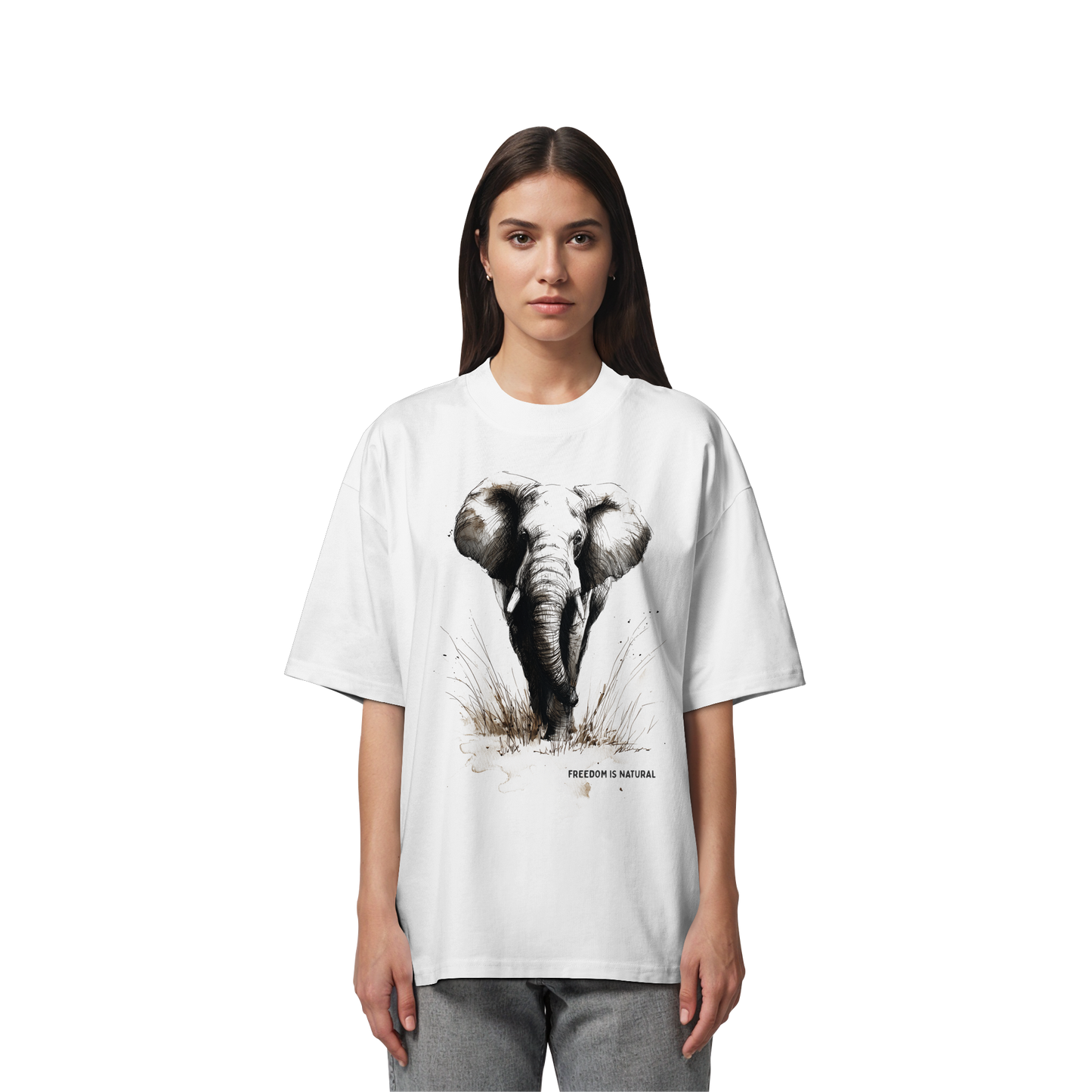 Elefant Sketch Art Style - Organic Oversize Shirt