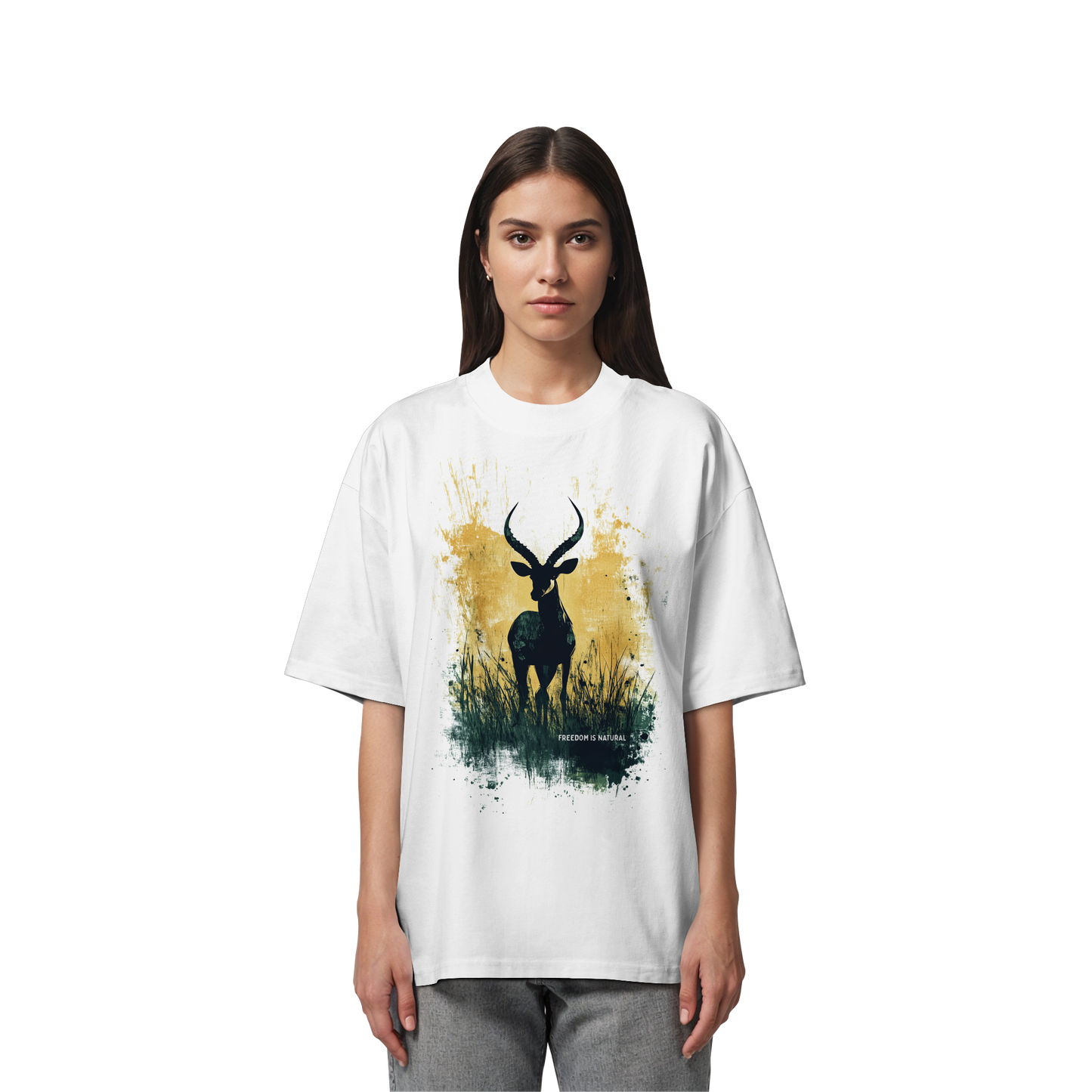 Antilope Watercolor Style - Unisex Organic Oversize Shirt