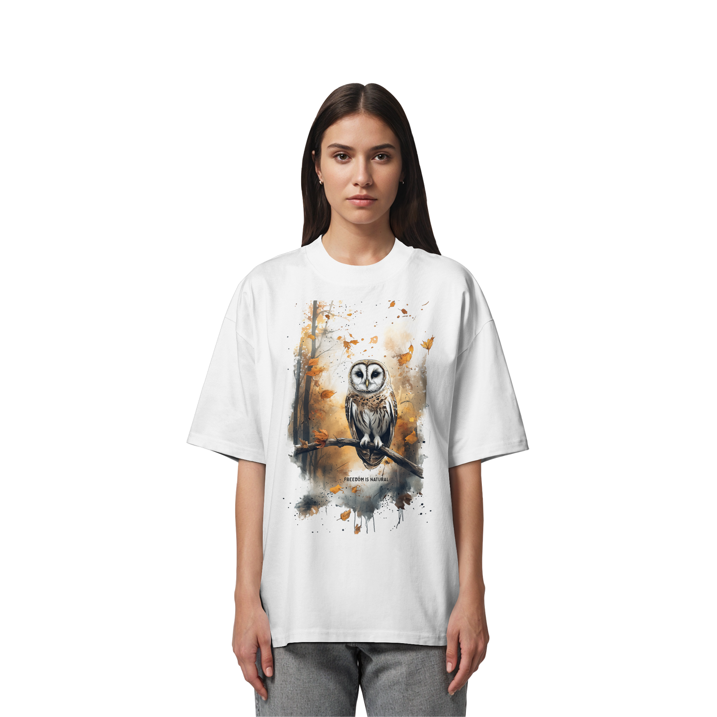 Eule Watercolor Style - Organic Oversize Shirt