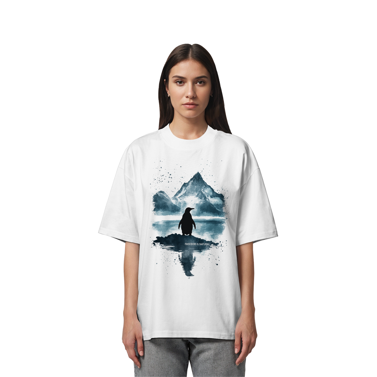 Pinguin Watercolor Style - Organic Oversize Shirt