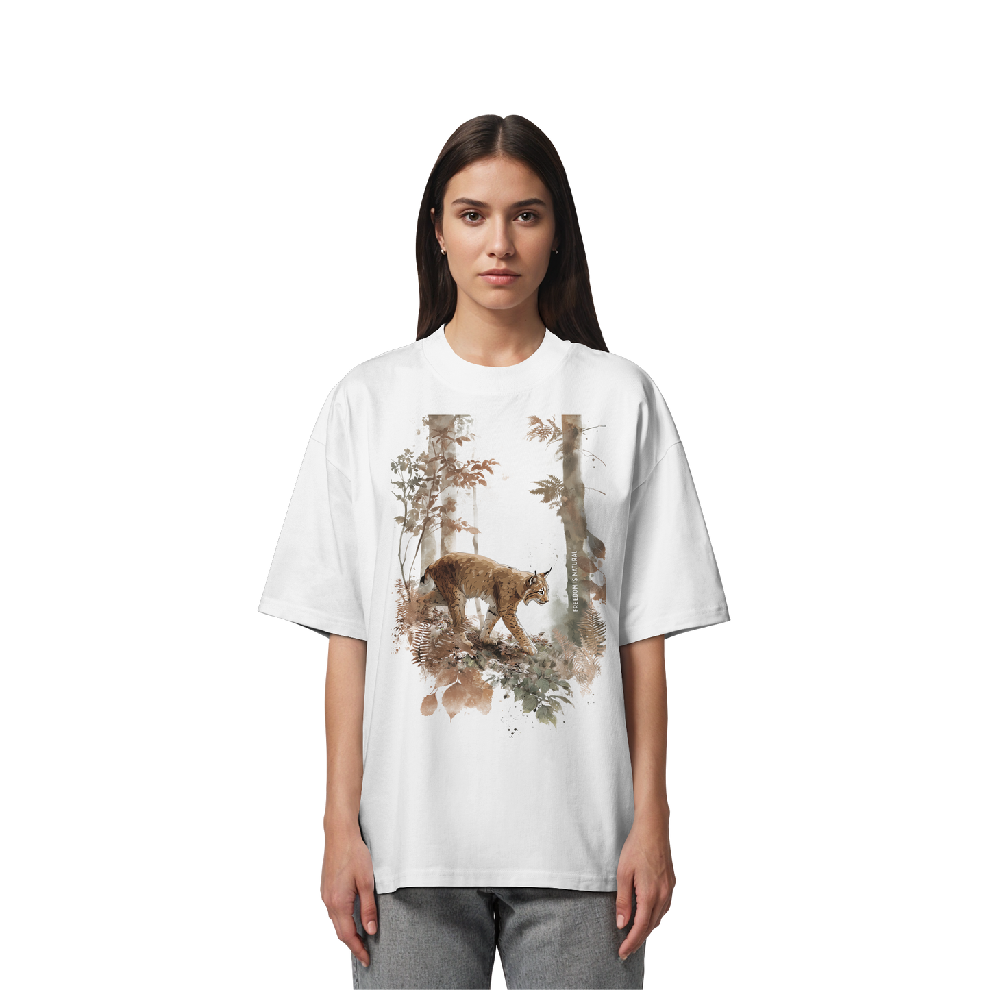 Luchs Watercolor Style - Organic Oversize Shirt