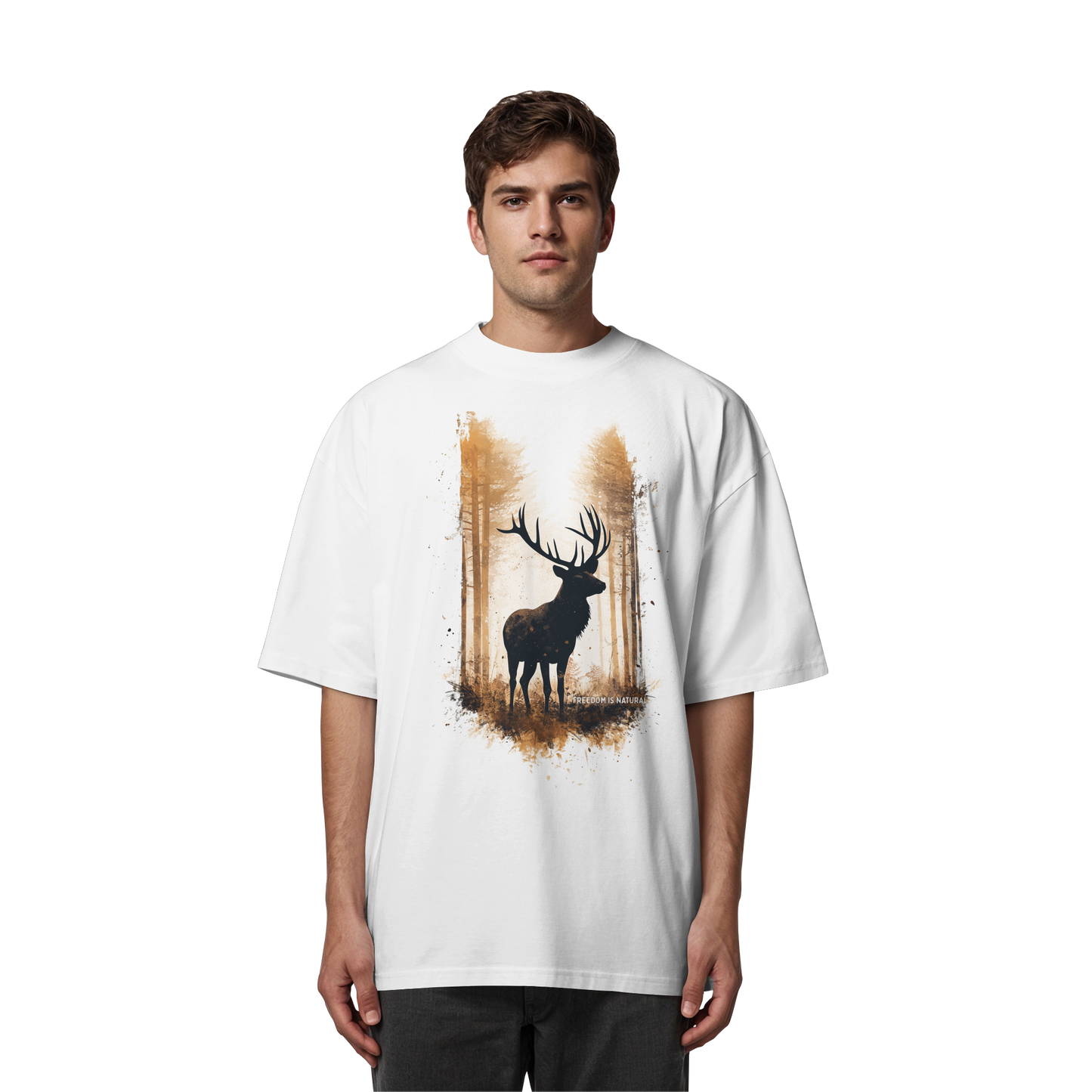 Hirsch Watercolor Style - Organic Oversize Shirt