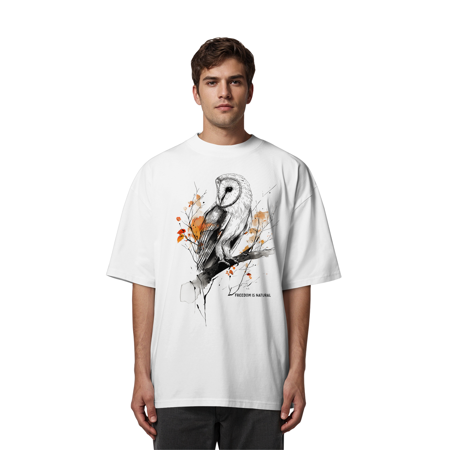 Eule Sketch Art Style - Organic Oversize Shirt