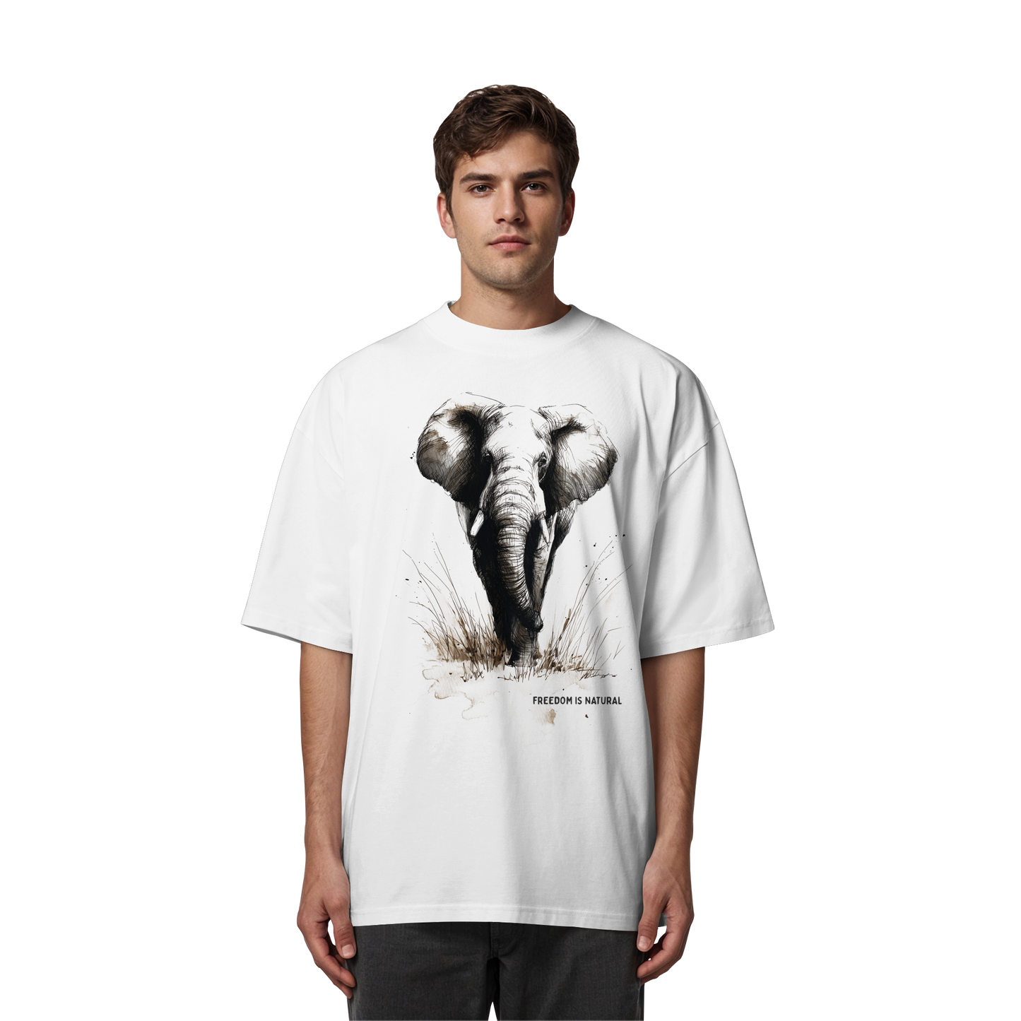 Elefant Sketch Art Style - Organic Oversize Shirt