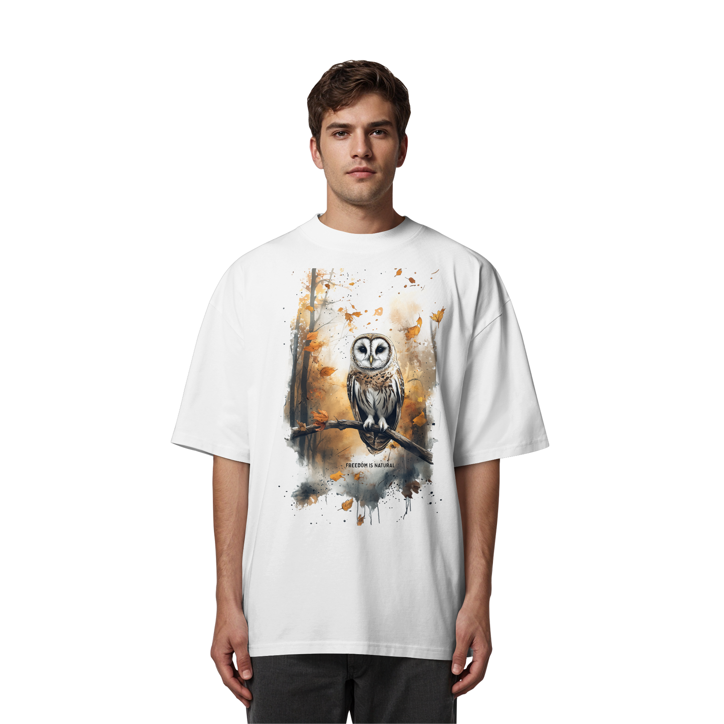 Eule Watercolor Style - Organic Oversize Shirt