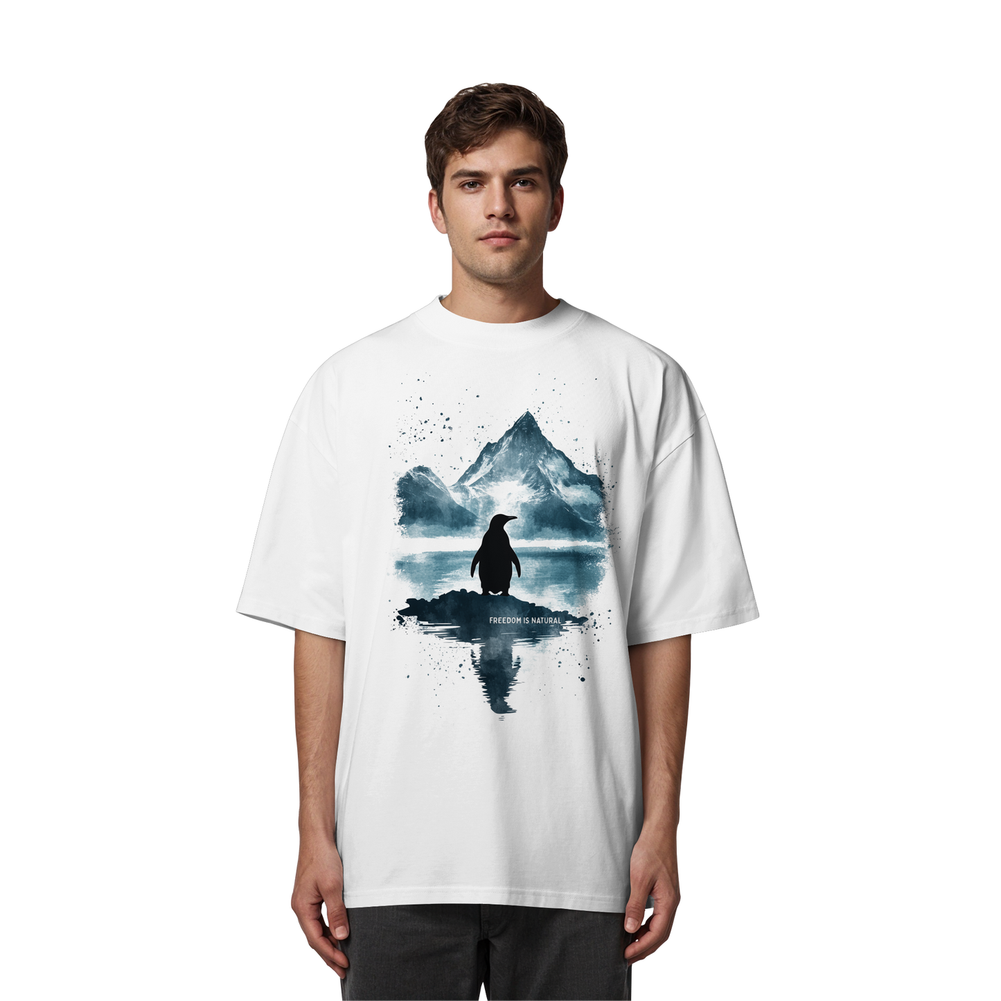 Pinguin Watercolor Style - Organic Oversize Shirt