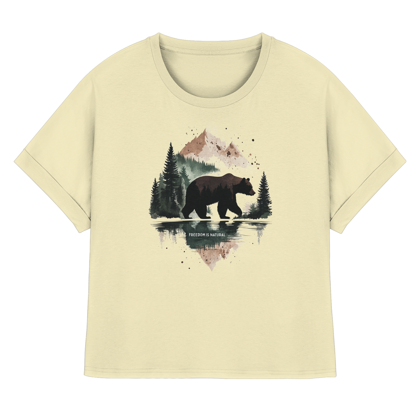 Bär Watercolor Style - Womens Organic Rolled Sleeves T-Shirt