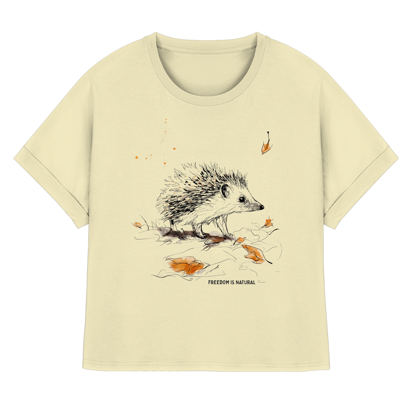 Igel Sketch Art Style - Womens Organic Rolled Sleeves T-Shirt