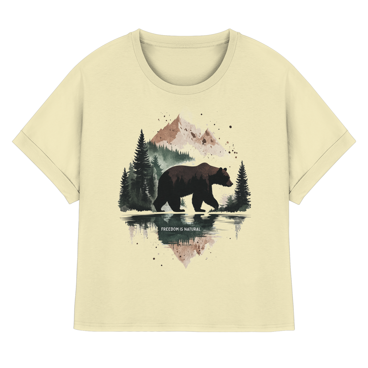 Bär Watercolor Style - Womens Organic Rolled Sleeves T-Shirt