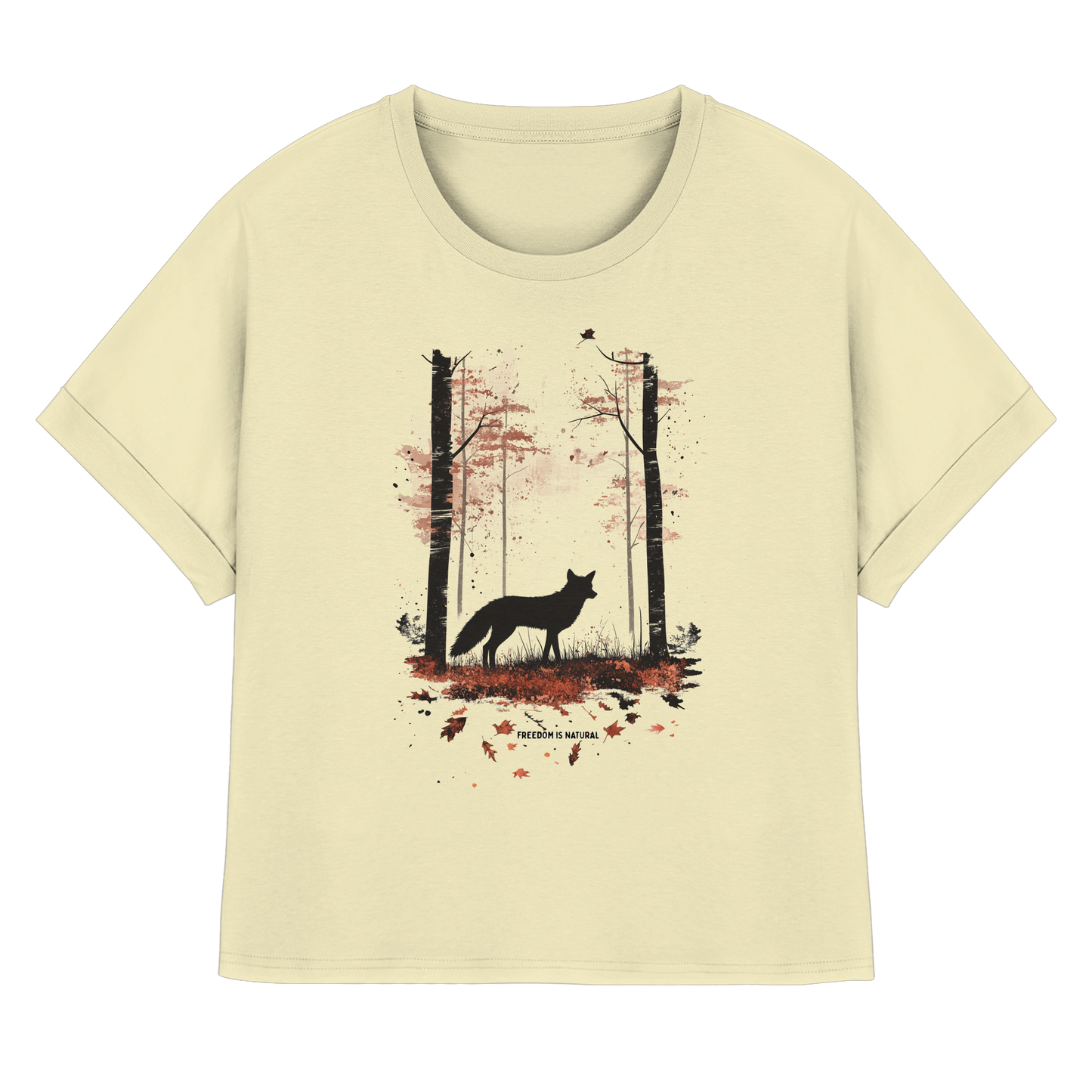 Fuchs Watercolor Style - Womens Organic Rolled Sleeves T-Shirt