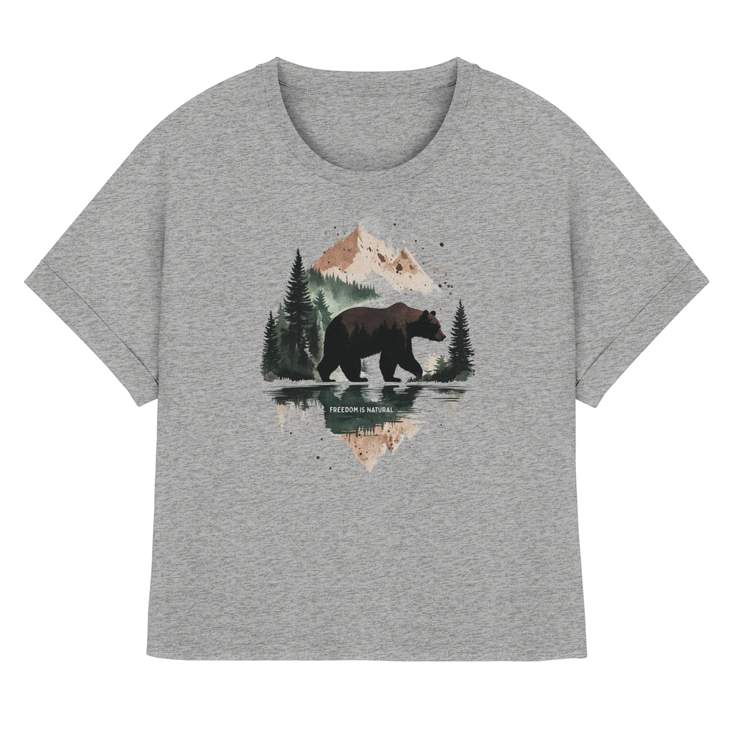 Bär Watercolor Style - Womens Organic Rolled Sleeves T-Shirt