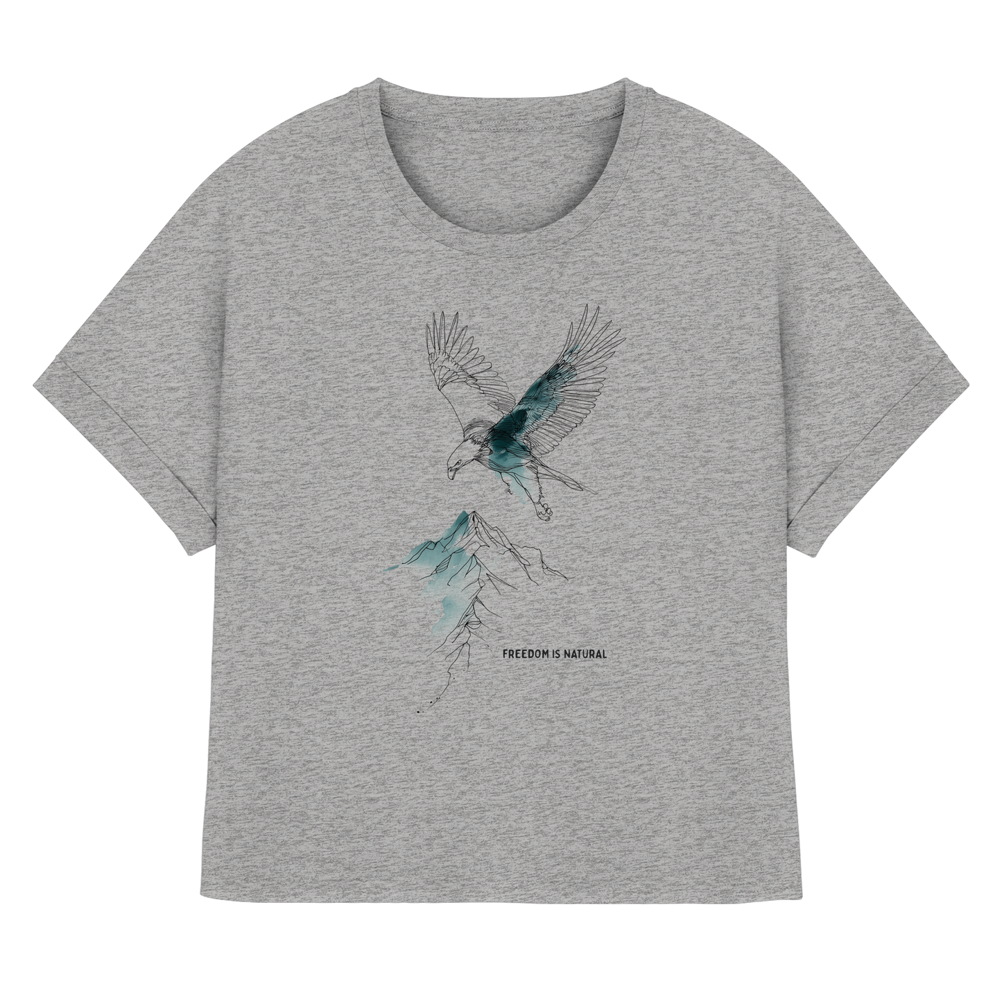 Adler Sketch Art Style - Womens Organic Rolled Sleeves T-Shirt