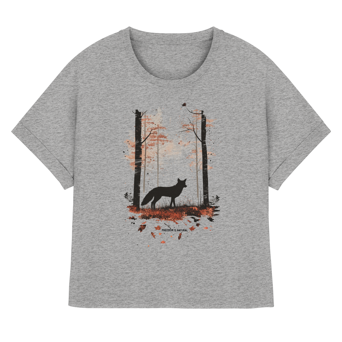 Fuchs Watercolor Style - Womens Organic Rolled Sleeves T-Shirt