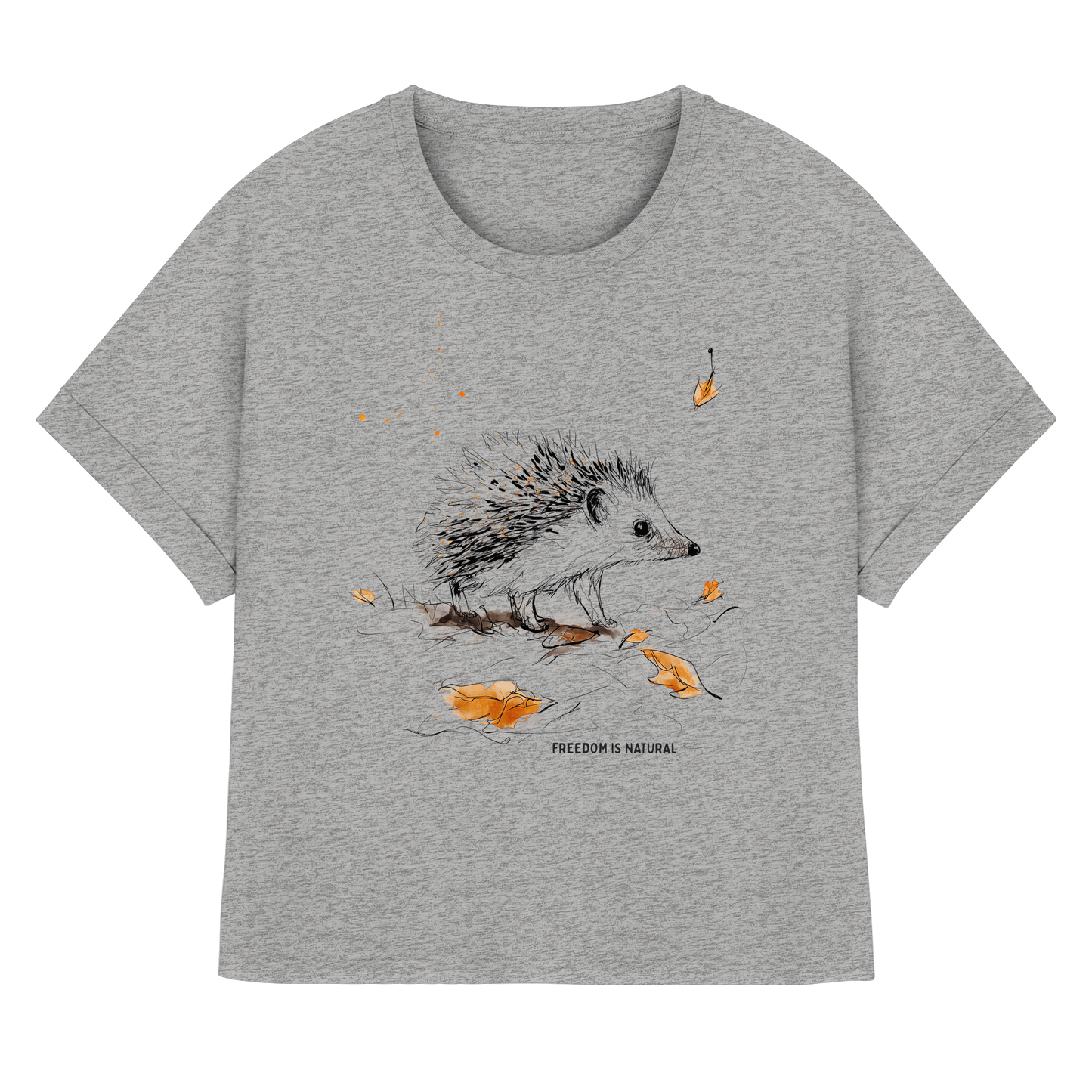 Igel Sketch Art Style - Womens Organic Rolled Sleeves T-Shirt