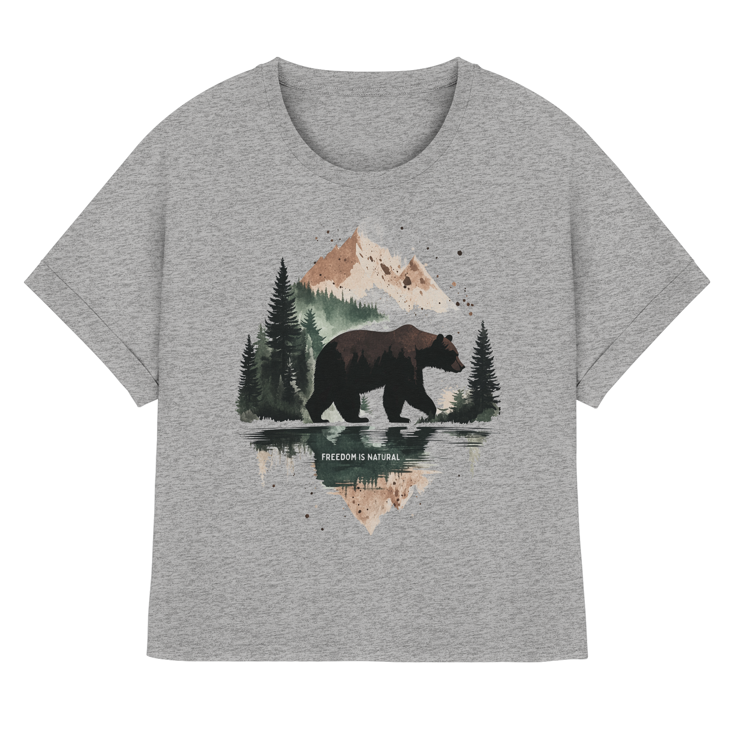 Bär Watercolor Style - Womens Organic Rolled Sleeves T-Shirt